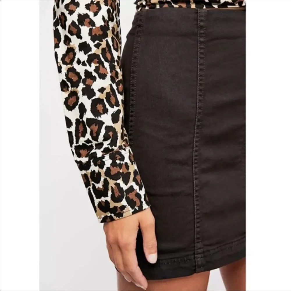 FREE PEOPLE | Modern Femme Black Denim Mini Skirt Women’s Size 8